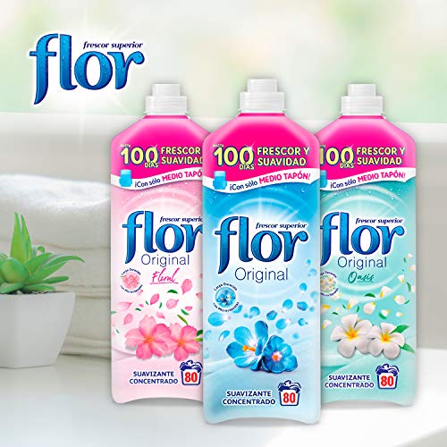 Flor Original - Suavizante concentrado para la ropa, aroma Original - Pack de 4, hasta 320 dosis