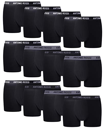 FM London Fitted Boxer, Negro, X-Large (Pack de 12) para Hombre