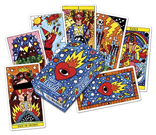 Fournier- Tarot del Fuego por Ricardo Cavolo Baraja de Cartas, Color Azul (1029641)