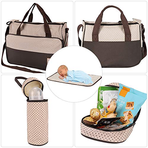 FREESOO Set 5 kits Bolsa de Mama para Bebe Biberon Cambiador de Pañales Bolsa Hospital Maternidad Bolso de Pañales Bebé para Viaje Carro Carrito Biberón Colchoneta Comida Multifunción Gran Capacidad