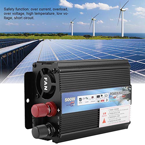 FTVOGUE Solar Power Inverter 12v a 220v / 110V 500W Car Power Inverter con Panel Solar Inversores de Corriente(12v to 220v/500W)