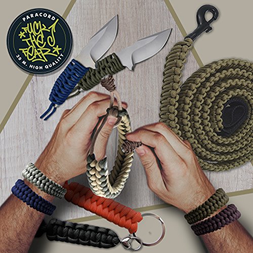 FuckTheFear   - Cuerda Paracord 550 Ideal para el aire libre, camping,  trenzar pulseras y  paracaidismo, 30 metros, negro