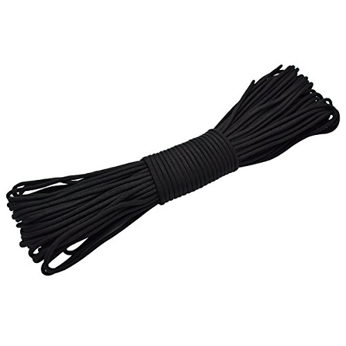 FuckTheFear   - Cuerda Paracord 550 Ideal para el aire libre, camping,  trenzar pulseras y  paracaidismo, 30 metros, negro