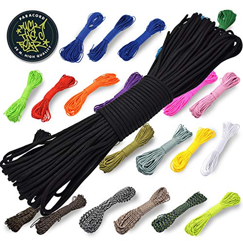 FuckTheFear   - Cuerda Paracord 550 Ideal para el aire libre, camping,  trenzar pulseras y  paracaidismo, 30 metros, negro