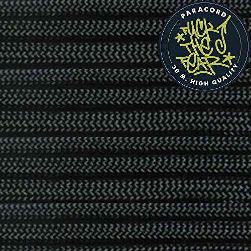 FuckTheFear   - Cuerda Paracord 550 Ideal para el aire libre, camping,  trenzar pulseras y  paracaidismo, 30 metros, negro