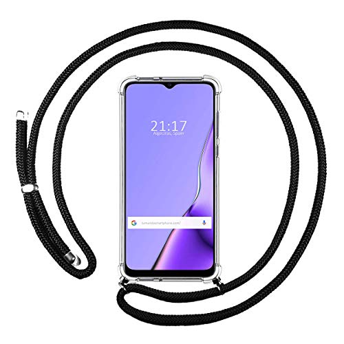 Funda Colgante Transparente para OPPO A9 2020 con Cordon Negro