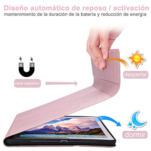 Funda Teclado iPad 10.2 Español,Dingrich Funda Teclado (Incluye Ñ) para iPad 10.2 2019 7 Generación/10.5 2017/Air 3,Bluetooth 7 Colores Retroiluminados Desmontable iPad Teclado Auto Dormir/Despertar