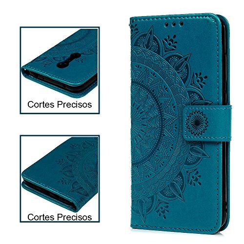 Funda Xiaomi Redmi 5 Plus, Carcasa Libro Piel de Cuero con Tapa Flip Case, Cover PU Leather Con TPU Case Interna Suave, Soporte Plegable, Ranuras para Tarjetas y Billetera Atrapasueños Color Azul