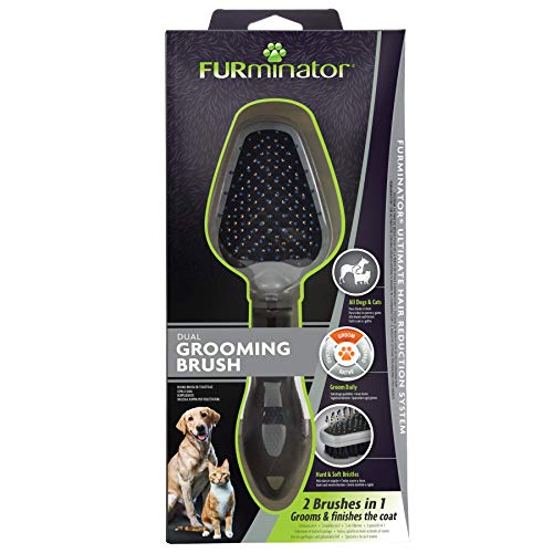 FURminator Cepillo dual para perros y gatos, que asea y da acabado al pelaje