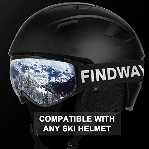 Gafas de Esquí,Findyway Máscara Gafas Esqui Snowboard Nieve Espejo para Hombre Mujer Adultos Juventud Jóvenes OTG Compatible con Casco,Anti Niebla 100% Protección UV Gafas de Ventisca