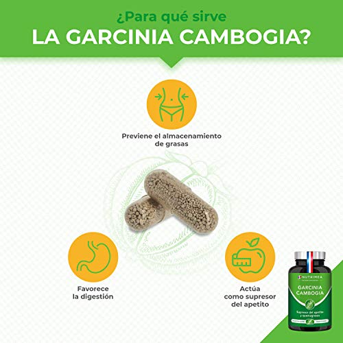 Garcinia Cambogia Pura Quemagrasas 100% Natural | Termogénico 60% HCA Supresor del Apetito Adelgazante Natural | Facilita Digestión Fatburner Potente | 60 Cápsulas Vegatales Fabricado en Francia