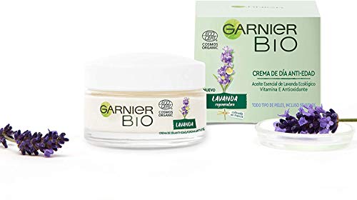 Garnier BIO Crema Antiedad Regeneradora con Aceite Esencial Lavanda y Argán Ecológicos y Vitamina E - 50 ml