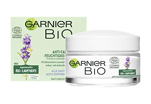 Garnier Bio Lavendel Cuidado hidratante antiarrugas, reduce y suaviza las líneas finas de la cara, también para pieles sensibles, 50 ml