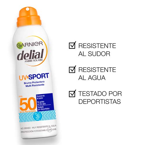 Garnier Delial Kit de Protección Deporte: Protección Facial UV Gel Hidratante IP50+, Bruma protectora IP50+ UV Sport y Leche Hidratante Calmante After Sun - Gel 50 ml, Bruma 200 ml, After Sun 400 ml