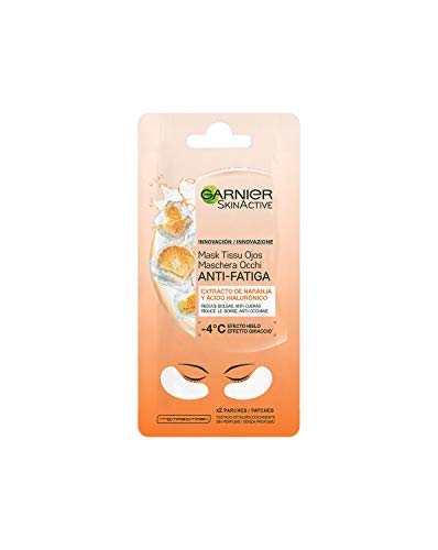 Garnier Skin Active Mascarilla de Tela Contorno de Ojos Anti-Fatiga y Anti-Ojeras con Ácido Hialurónico y Extracto de Naranja