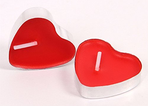 Gearmax® 50pcs Corazón Flotantes Velas Sin Humo Pudín Creativo Romántico Vela de Amor para Cumpleaños (Rojo)