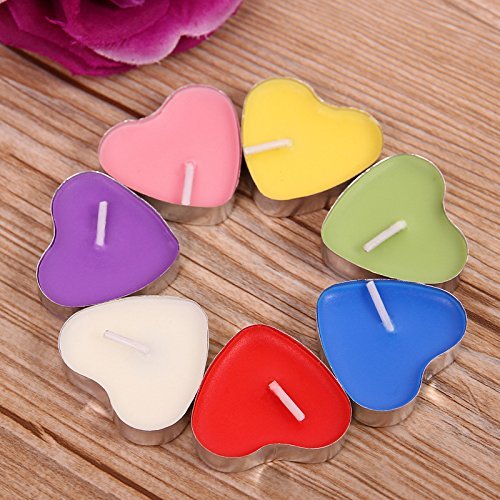 Gearmax® 50pcs Corazón Flotantes Velas Sin Humo Pudín Creativo Romántico Vela de Amor para Cumpleaños (Rojo)