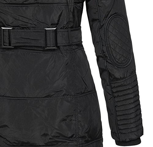 Geographical Norway Belissima - Chaqueta de invierno para mujer con capucha de piel XL negro M