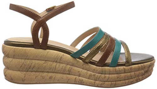 Geox D Primula Sandalo B, Sandalias con Plataforma para Mujer, Marrón (Brown/Turquoise C0729), 35 EU