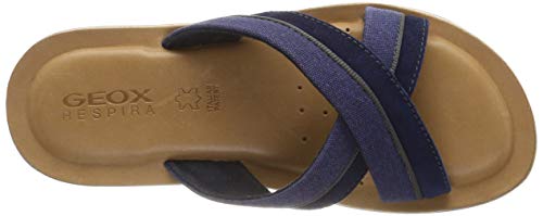 Geox U Artie F, Sandalias con Punta Abierta para Hombre, Dk Royal C4072, 39 EU