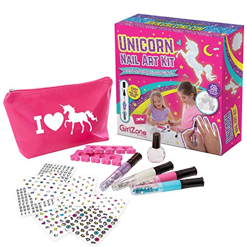 GirlZone Regalos para Niñas, Pintauñas Niñas Unicornio - Diseña Tus Uñas - Set Maquillaje Niña: Decora Tus Uñas - Set Manicura Niñas 6 7 8 9 10 11 12 años - Manicura Juguete