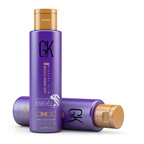 Global Keratin GKhair Miami Bombshell Purple para el tratamiento de suavizado / tonificación del cabello rubio (100 ml / 3.4 fl.oz): elimina los tonos naranja y brasiloso