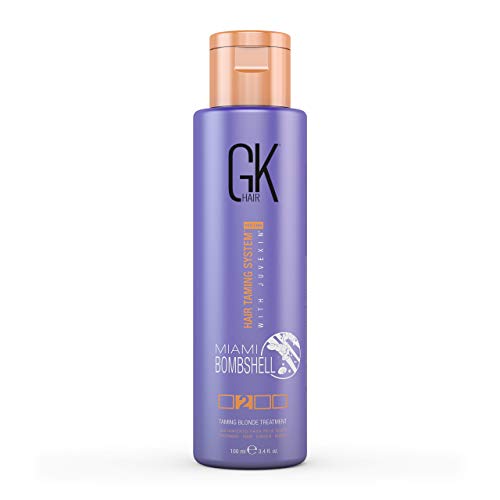 Global Keratin GKhair Miami Bombshell Purple para el tratamiento de suavizado / tonificación del cabello rubio (100 ml / 3.4 fl.oz): elimina los tonos naranja y brasiloso