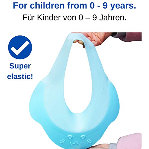 Gorro de Champú para bebés y niños pequeños, Gorro de ducha para niños de silicona, Protector contra Champú, Visera de protección infantil para Ojos y Oídos para niños de 0 a 9 años, azul