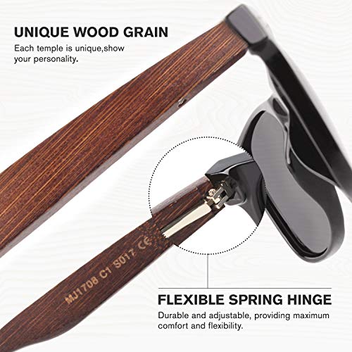 GQUEEN Gafas de sol Polarizadas Rectangulares Clásicas de Madera Para Hombres y Mujeres con Protección UV MOS08