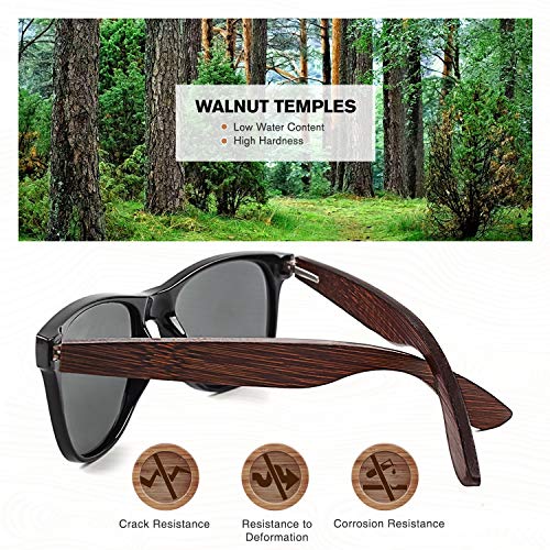 GQUEEN Gafas de sol Polarizadas Rectangulares Clásicas de Madera Para Hombres y Mujeres con Protección UV MOS08