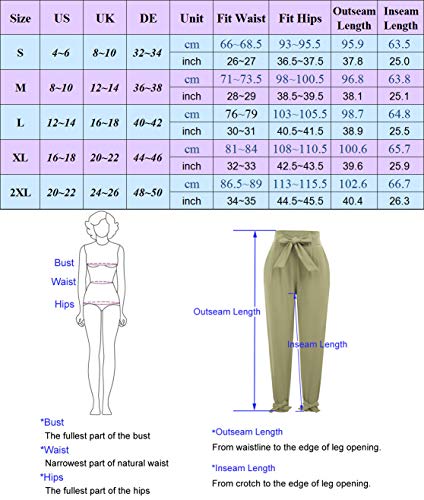 GRACE KARIN Elegantes Pantalones de Cintura Alta para Mujer con Lazo Casual Transpirable Luz Primavera Otoño Gris Verde L Cl10903-12