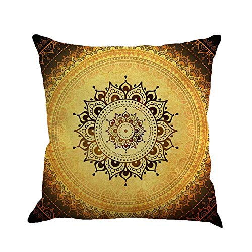 Gspirit 4 Pack Retro Mandala Bohemia Algodón Lino Throw Pillow Case Funda de Almohada para Cojín 45x45 cm