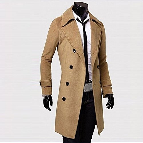 Gusspower Abrigo de Lana para Hombre Delgado Caliente del Invierno,Chaquetas de Encanto Casual Doble Botonadura Apto Traje Blazer Parka de Abrigo Tops