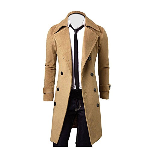 Gusspower Abrigo de Lana para Hombre Delgado Caliente del Invierno,Chaquetas de Encanto Casual Doble Botonadura Apto Traje Blazer Parka de Abrigo Tops