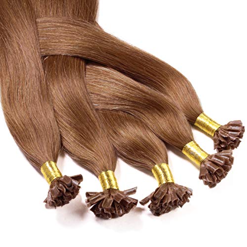 Hair2Heart 25 x 0.5g Extensiones de queratina - 50cm, colore #8 bronceado, liso