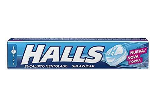 Halls - Caramelos Sabor Eucaliptus, sin Azúcar, 20 unidades