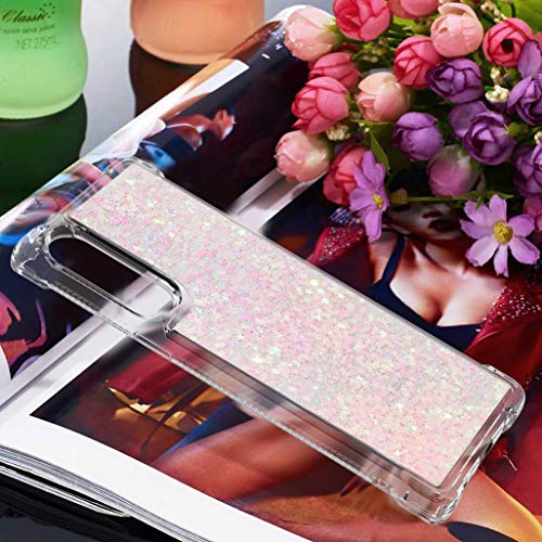 HAOTIAN Funda para LG Velvet 5G/4G Estuche, Glitter Liquida Cristal Ultradelgado Suave Silicona TPU Bumper Shockproof Carcasa para LG Velvet 5G/4G, Rosa Claro