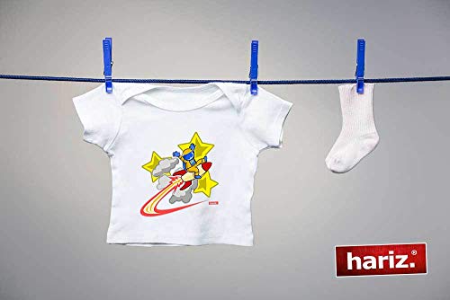 Hariz - Camiseta para bebé, diseño de astronauta en cohete, estrellas, astronauta espacial, incluye tarjetas de regalo de bomberos, color rojo, 15-24 meses/80-92 cm