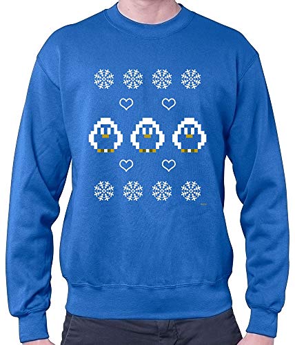 Hariz Jersey Norueger Pixel Pingüin Navidad Navidad familia abeto Plus tarjetas de regalo azul real L