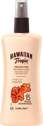 Hawaiian Tropic Satin Protection SPF 15 - Crema Solar Spray con vitaminas C y E, 200 ml