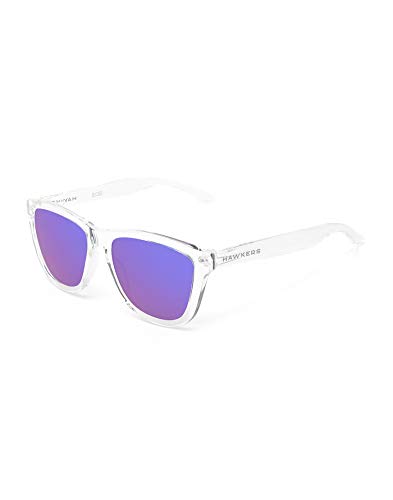 HAWKERS Gafas de Sol ONE Air, para Hombre y Mujer, con Montura Transparente y Lente Azul Morada con Efecto Espejo, Protección UV400