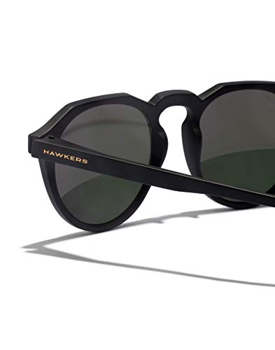 HAWKERS · Gafas de Sol Warwick Carbon Black, para Hombre y Mujer, un clásico renovado que combina montura en negro mate y lentes espejadas rosa dorado, Protección UV400