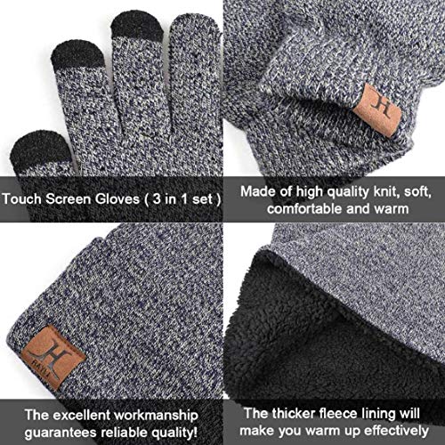 heekpek Bufanda Gorro Guantes para Hombre Invierno Regalos para Hombre Mujer Unisexo Set de Bufanda Conjunto de Guantes de Punto BufaSombrero de Invierno Gorras Con Bufanda (Gris claro)