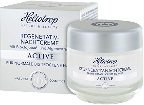 HELIOTROP Naturkosmetik ACTIVE Regenerativ-Nachtcreme promueve la Haueigene Regeneration, Bio-jojoba, estimula la collagensynthese & da nueva vitalidad & frescura, 50 ml