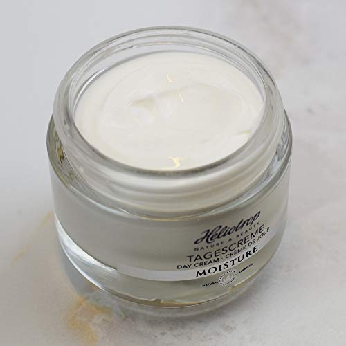 HELIOTROP Naturkosmetik MoiSTURE Crema de día con hidratante eficaz, mejora el estado de humedad de la piel, reduce la profundidad de las arrugas, vegano, 50 ml