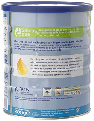 Hero Baby 1 - Leche de Inicio en Polvo para Bebés hasta los 6 Meses - 800g