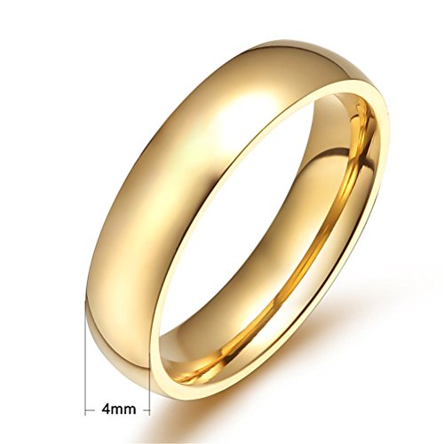 HIJONES Joyería Mujeres Acero Inoxidable 18K Oro Anillo Plateado Talla 10