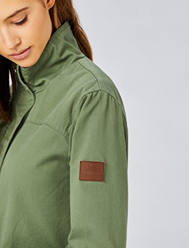 HIKARO Chaqueta con Cremallera Mujer, Verde (Khaki), 40 (Talla del fabricante: Medium)