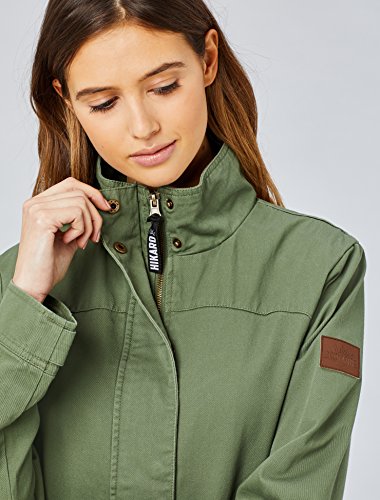 HIKARO Chaqueta con Cremallera Mujer, Verde (Khaki), 40 (Talla del fabricante: Medium)