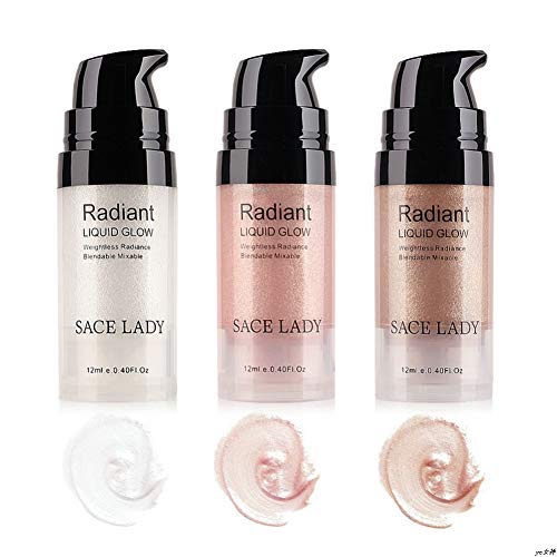 Hilai 1Bottle Face Glow Resaltador líquido Iluminador Iluminador líquido maquillaje facial en crema brillo base y corrector ultraconcentrado (03 Peach Champagne)